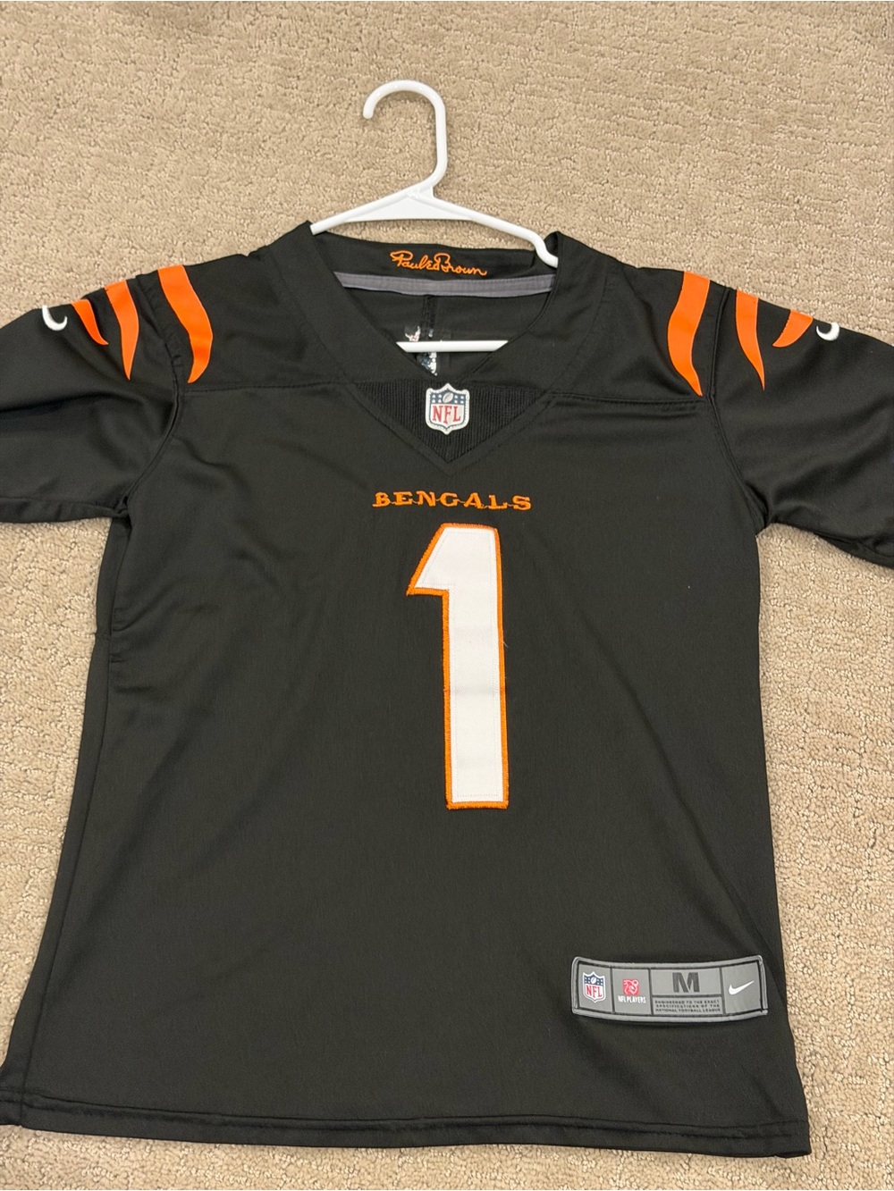 NFL Bengals Kids Black and Orange #1 Chase Jersey